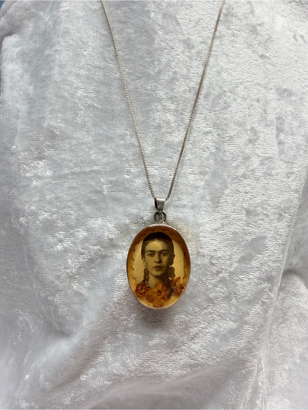 Frieda Kahlo Portrait Pendant Necklace -in .925 Sterling Silver